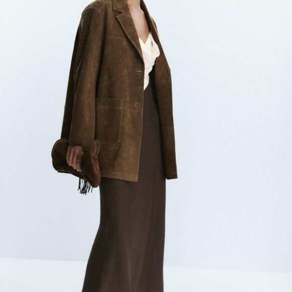 ZARA CONTRAST MIDI DRESS - Picture 5 of 10